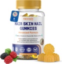 Peau de cheveux et ongles premium Gommies – 5 000 Mg de biotine Vitamines véganes pour les hommes et les femmes – favorise la croissance des cheveux sains, les ongles forts, la peau radiante – 10X Force supplémentaire - Blueberry Flavour