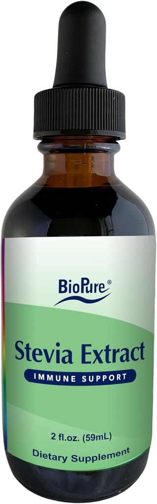 BioPure Stevia Certified Organic Extract – Ganze Blatt Kräutertee mit bioaktiven Verbindungen zur Unterstützung der Immunfunktion, Microbiome Balance & Gut Health – 2 fl oz