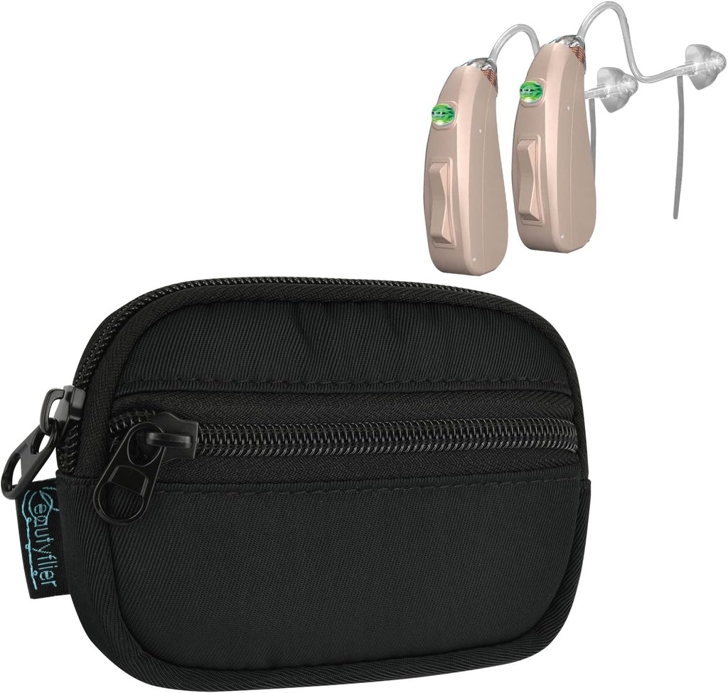 Beautyflier Hearing Aid Pouch, Hearing Aid Case Pocket Size, Hearing Amplifier Carrying Storage Bag, Cochlear Implant Accessories, Hearing Device Mini Wallet Purse (Case Only)