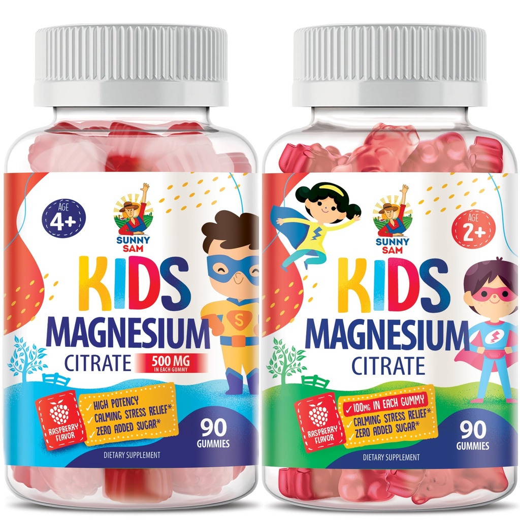Sanny SAM Magnésium Gommies pour les enfants et les adultes - Calme Magnésium Chews - Magnésium Citrate Supplément à croquer pour l'humeur et le soutien musculaire
