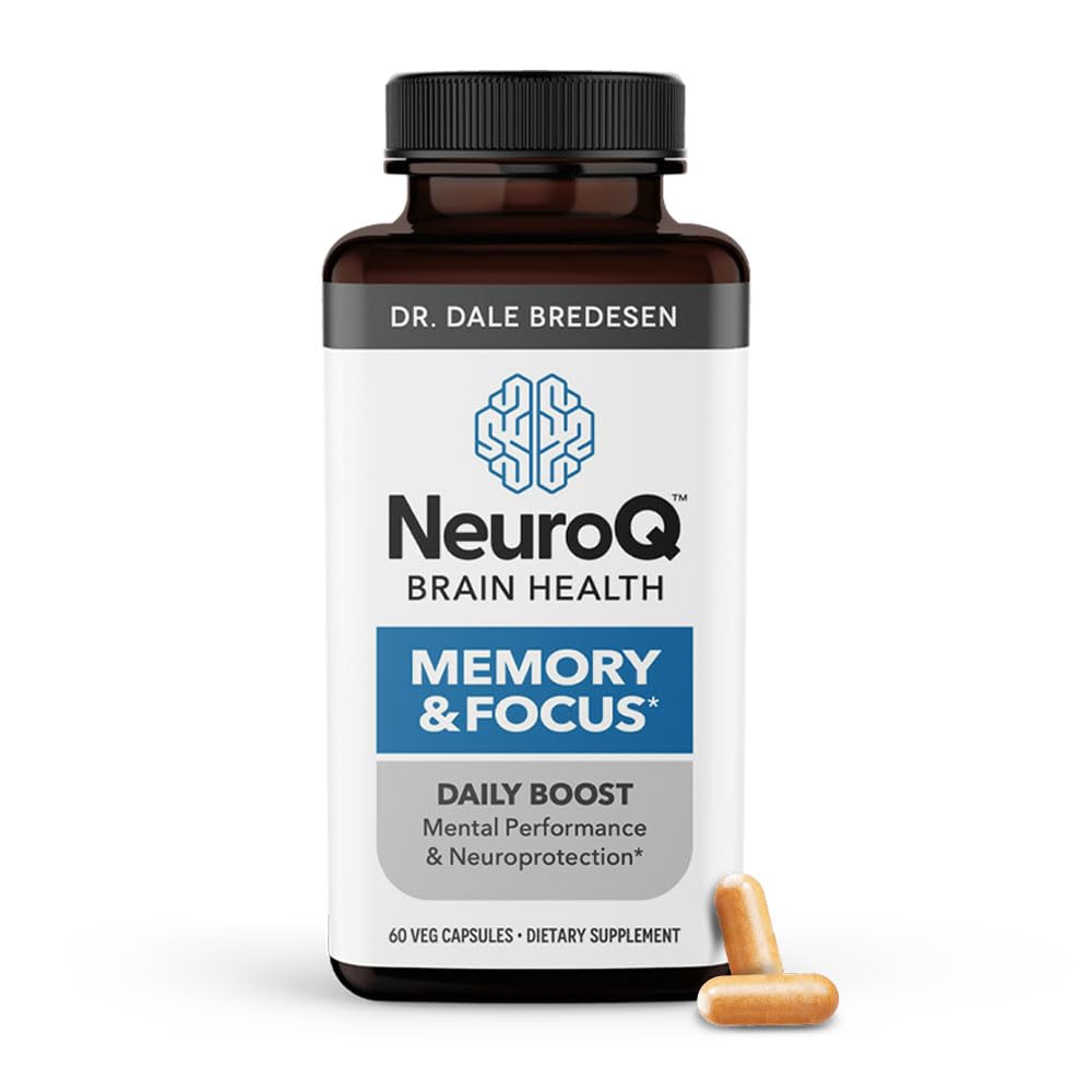 NeuroQ Gedächtnis & Fokus | Formuliert von Neurologe Dr. Dale Bredesen | Adressen Alle 4 Ursachen des kognitiven Verfalls | Ginkgo Biloba, Phosphatidylserin, Gotu Kola, Kaffeefrucht, Kurkuma & Propolis