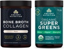 Antica Nutrition Bone Broth Collagen Powder, Pure, 30 Serve + Polvere Superverde Organica, Greens Flavor, 25 Serve