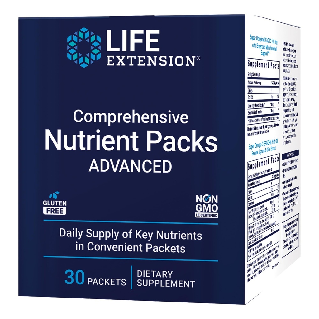 Lebenserweiterung Umfassende Nährstoffpakete Fortgeschrittene, Curcumin, Fischöl, Multivitamin, CoQ10, Multis und Ergänzungen, 30 on-The-go-Packets, Gluten-Free, Non-GMO