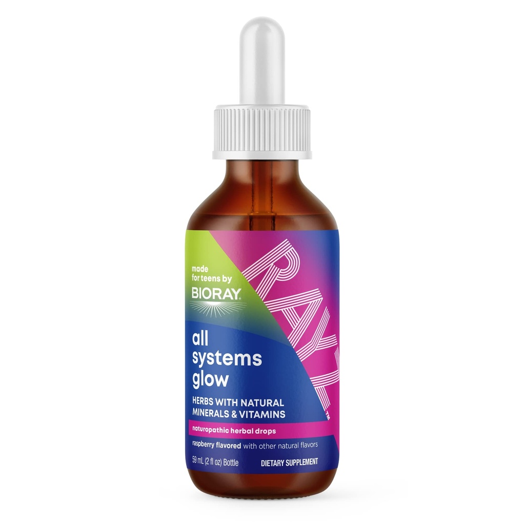 BIORAY RAYZ Alle Systeme Glow, Raspberry Flavor - 2 fl oz - Günstig Quelle von Vitaminen & Minerals für Teens 12-18 Jahre alt