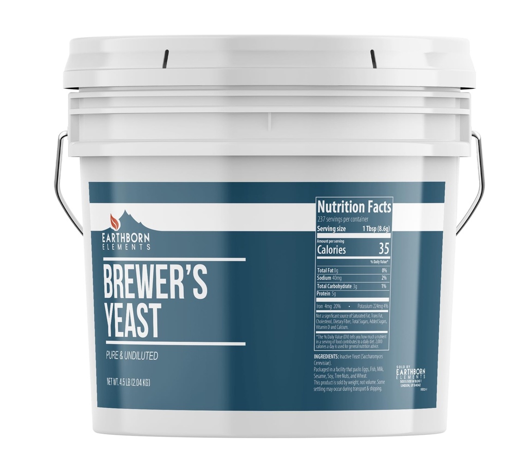 Earthborn Elements Brewers Hefe 1 Gallonen Eimer, rein & unbelastet, Inaktives Hefe