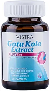 Vistra Gotu Kola Extract Plus Zink Nahrungsergänzung Produkt 30 Kapseln für Akne Behandlung