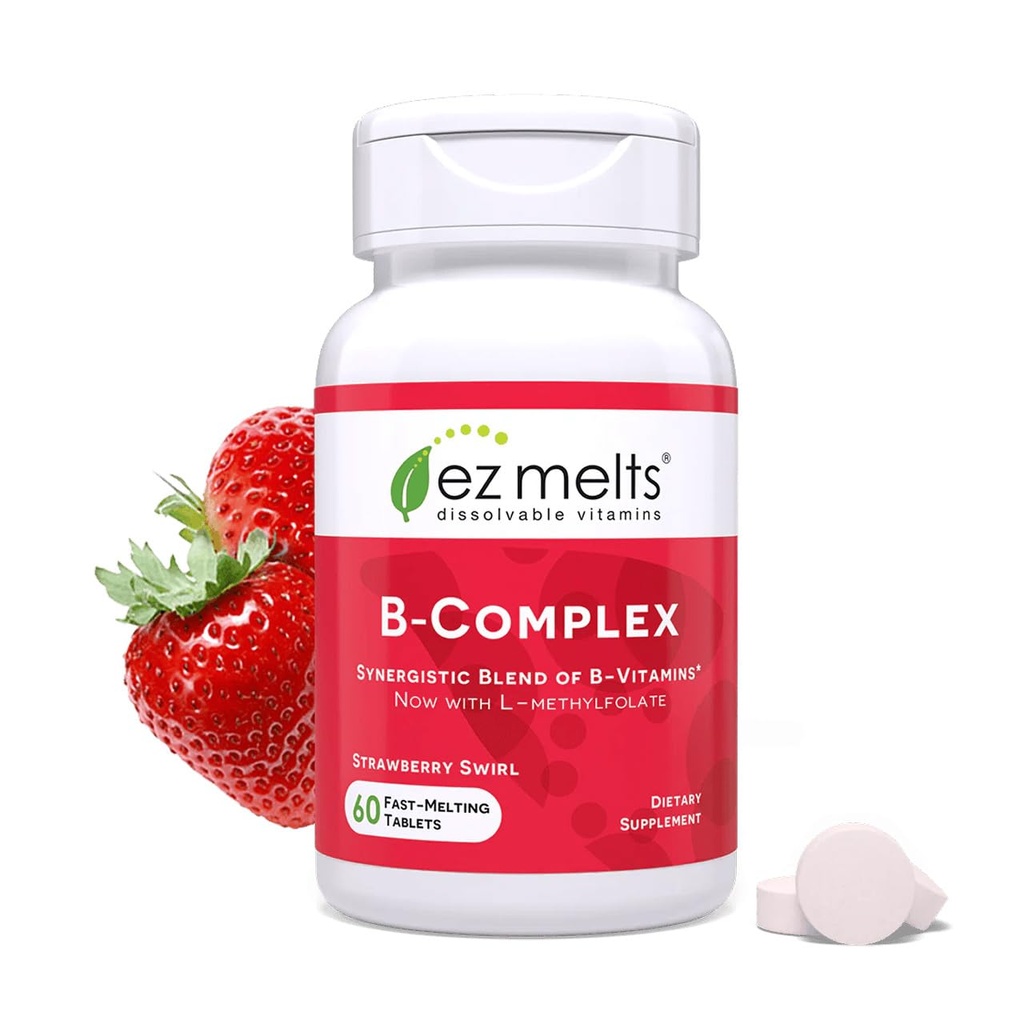 EZ Melts Dissolvable Vitamin B-Komplex mit Methyl B12 und Methyl Folat, Sugar-Free, 2-Month Supply - 1 Pack