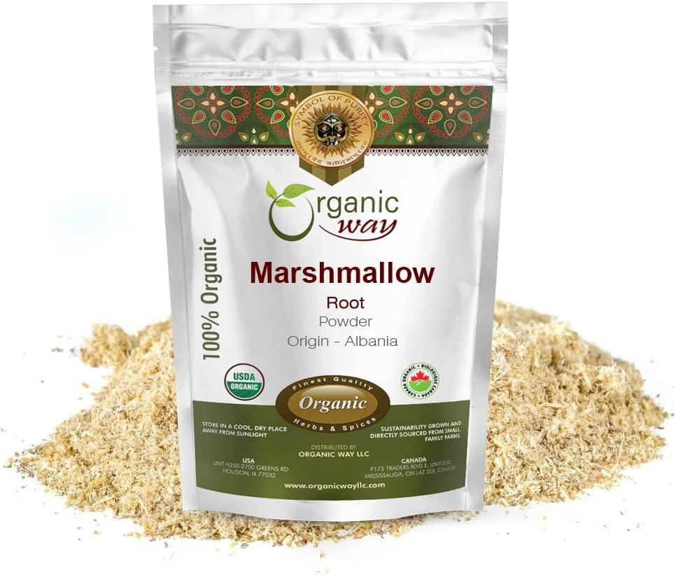 Bio Way Marshmallow Root Powder (Althaea officinalis) - Kräutertee | European Wild-Harvest | Organic & Kosher Certified | Non GMO & Gluten Free | USDA Certified | Origin - Albanien (1/2LBS / 8Oz)