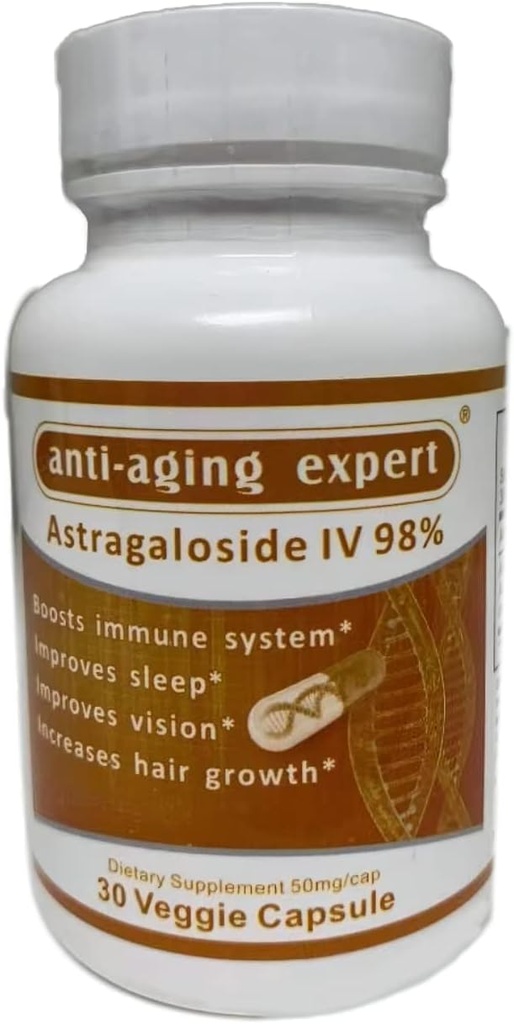 Micronized Astragaloside IV 98% 50mg, Telomere Supplements -Astragalus Root Extract, Support Immune System and Antioxidant Support, 30 Vgen Capsule