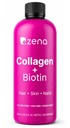 Zena Nutrition Liquid Collagen for Women & Men (Typ 1 & 2) & 5000mcg Biotin, 2500mg Verisol Bioactive Collagenes, Peptide, Haar, Haut, Nagelergänzung, Mischbeere, 60 Servietten, 20.3 fl oz