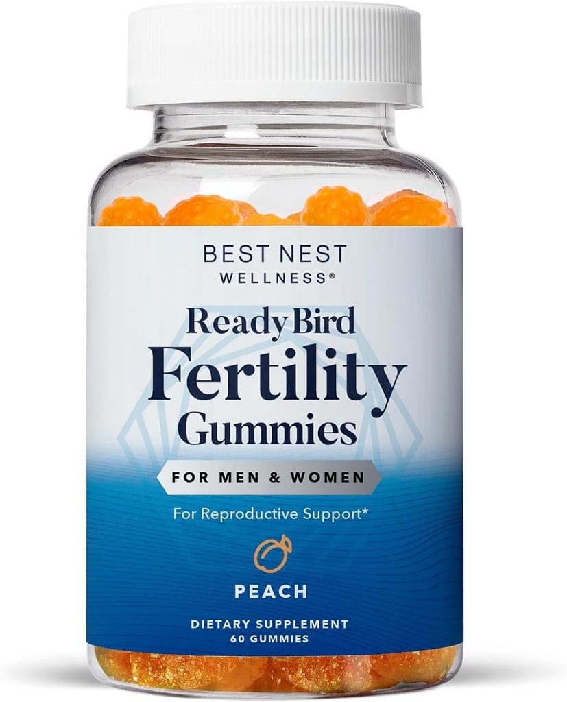 Best Nest Wellness Fertility Gummies - Prenatale Multivitamina per il supporto alla percezione - Integratore nutrizionale con vitamine etilate - Vibrante Assistenza sanitaria con Coenzima Q10 - Peach, 60 Gummies