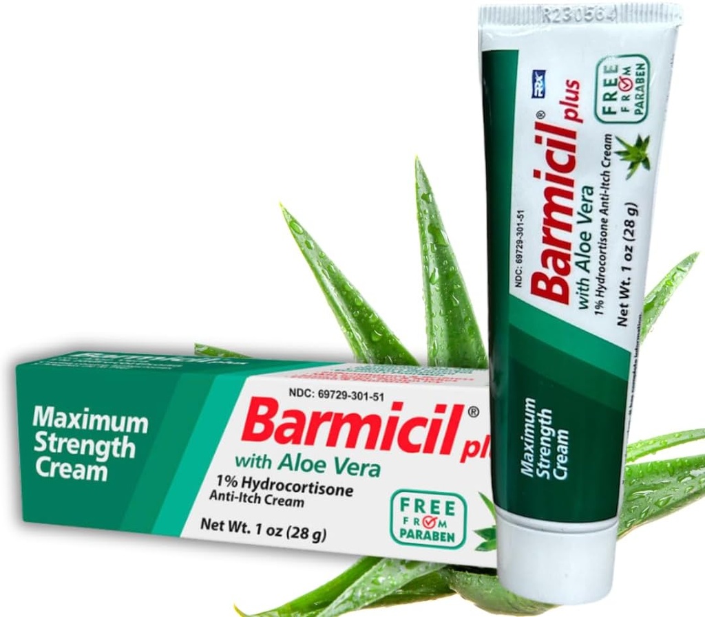 Plus Cream Skin Allergies Aloe Vera con 1% Hydrocortisone Massima resistenza Anti-Itch Contiene 1 oz Tube (28 Grammi) Allevia la pelle Allergies