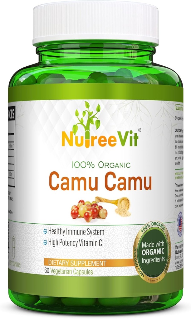 NurteeVit 100% Organic Camu Capsules Camu 500mg (60 Nombre)