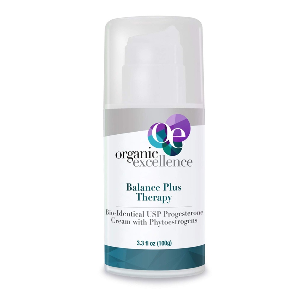 Bio Excellence Balance Plus Therapie - USP Bioidentical Organic Progesterone Cream für Damen - mit Phytoestrogenen - für Menopause Relief und natürliche Hormon Balance, 3.3 fl oz (100g)