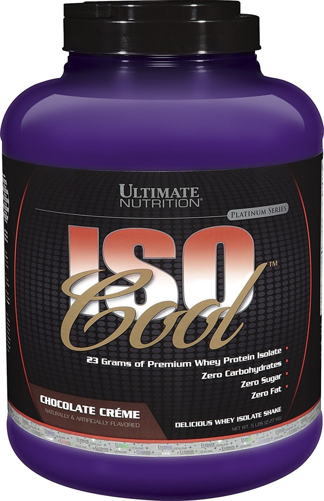 Ultimate Nutrition ISO Cool Whey Isolate Protein Powder - Keto-friendly - Sucre, glucides et sans gras - 23 grammes de protéines par portion, chocolat, 5 livres