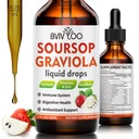 Soursop Graviola Liquid Drops for Cell Support & Regeneration, Immune Boost, Relax, Liver and Sleep, Soursop Bitters Liquid, Sugar/Gluten Free, Natural Strawberries Flavor - 2 Fl Oz (60ml) Bottiglia
