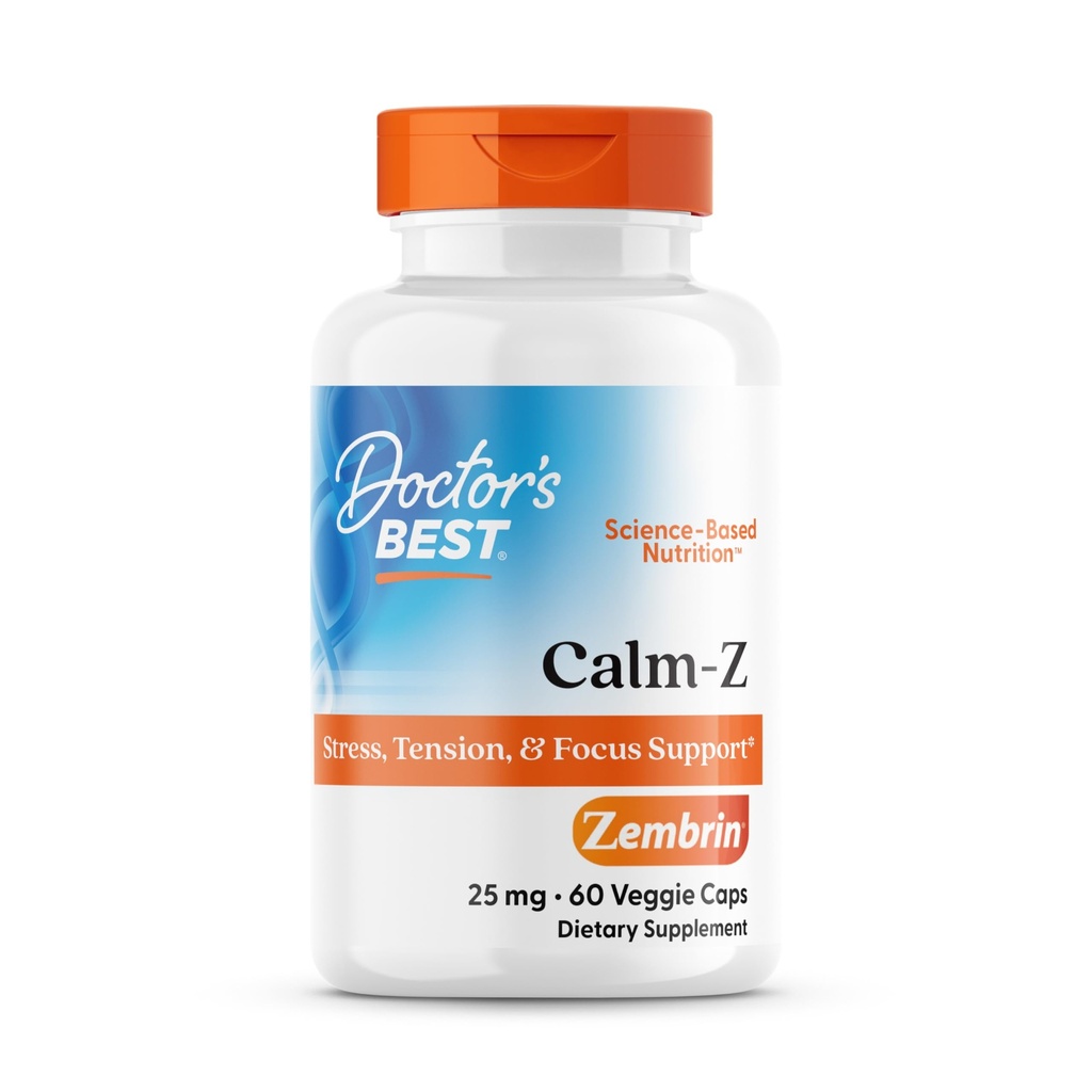 Doctor's Best Calm mit Zembrin, Stress & Stimmung Unterstützung, 25mg Veggie Caps, 60Count