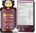 Supplemento NAD 1100mg Pure Organic, Liposomal NAD Resveratrolo Supplemento per donne e uomini, Boost NAD+ per la difesa dell'invecchiamento, energia cellulare, messa a fuoco - Ultra Antiossidante, 90 capsule