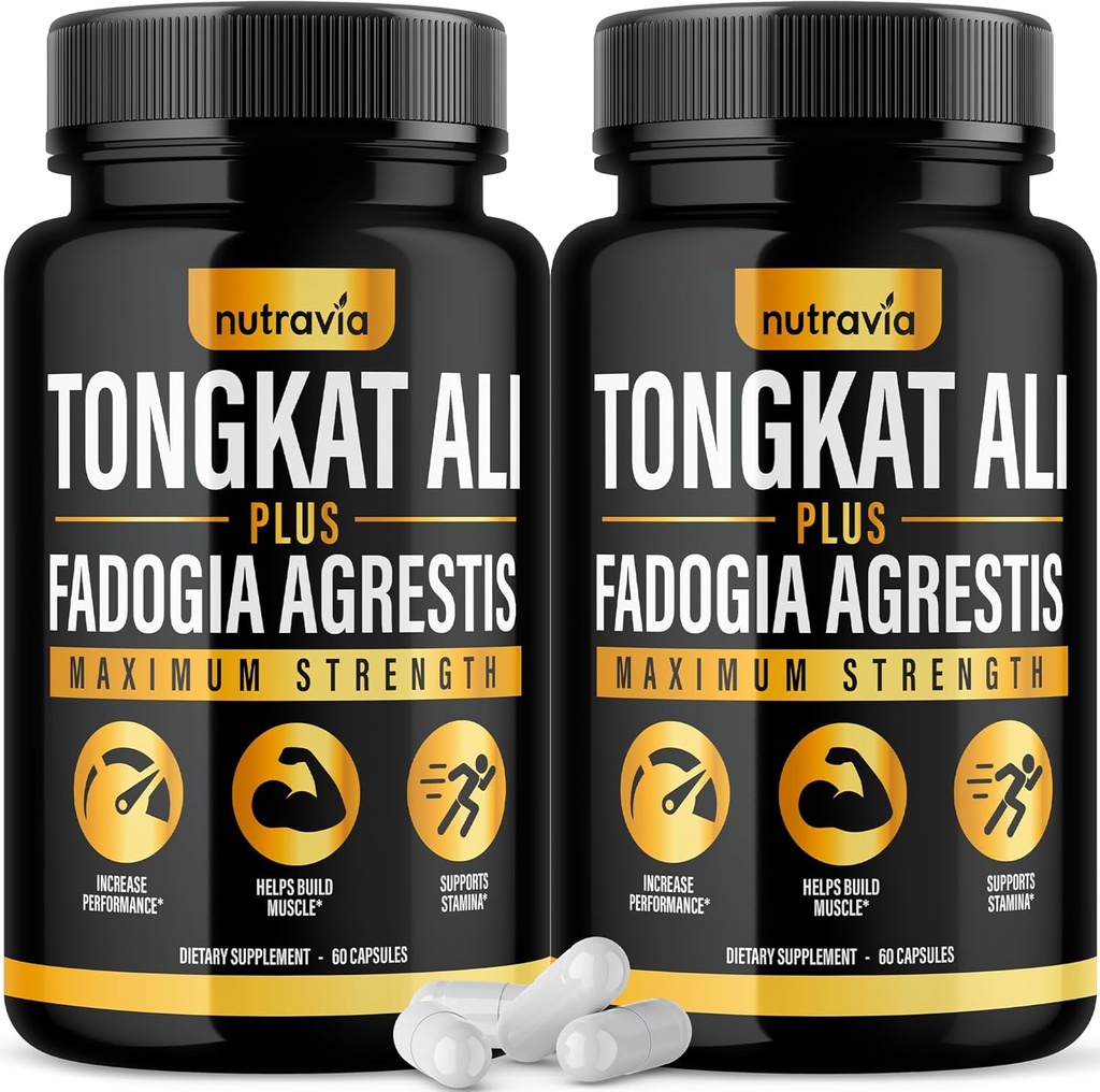 (2 Pack) Tongkat Ali Fadogia Agrestis for Men Supplement, Maschio Nitric Oxide Booster Longjack Tongkat Ali Extract Powder Vitamins Test Pompa Flow Performance Blend Tongkat-Ali per le donne (120 capsule)