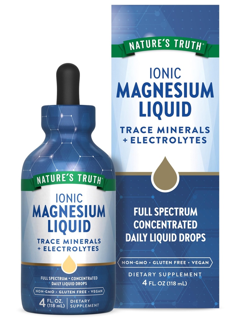 Nature's Truth Ionic Magnesium Liquid Drops (Drops liquides de magnésium) 200 mg 4 onces fluides avec des électrolytes et des minéraux traces