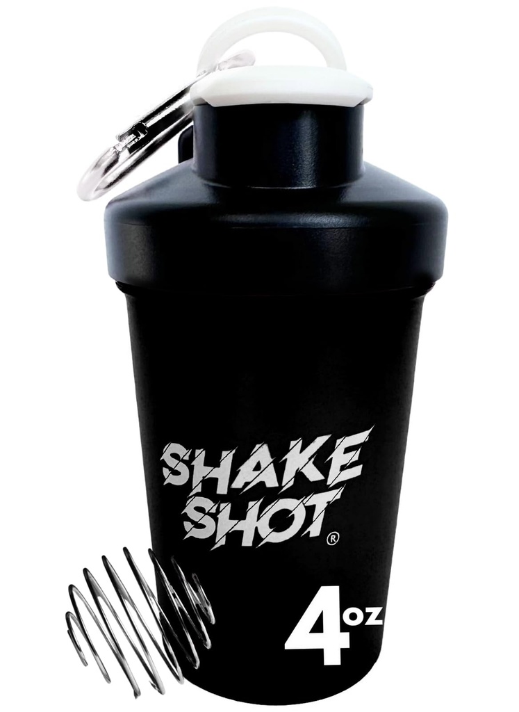 Noir - Bouteille Mini Shaker 4oz pour préentraînement, créatine, petits suppléments de scoop (pas pour les protéines) Clip & Shaker Ball