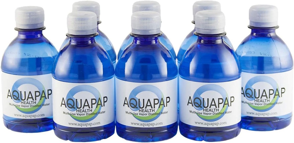 AQUAPAP Health Neti Pot Nasal Irrigation Vapor Distilled Water 8 Pack of 8oz Single Serve Bottles (Water only Does not Include neti Pot)