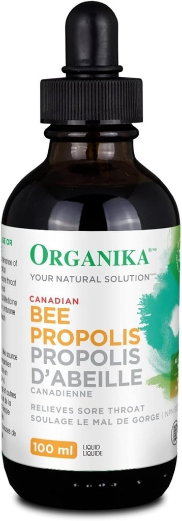 Organika Bee Propolis Liquid - 100ml 3.38oz - Natürliche Immununterstützung, Sore Throat Relief, Antioxidans, Alkoholfrei