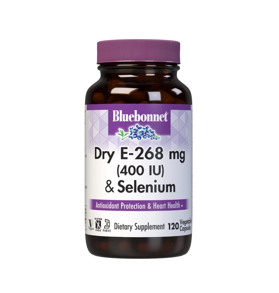 BlueBonnet Dry E-400 IU Plus Selenium Vegetarische Kapseln, 120 Zähler, Weiß
