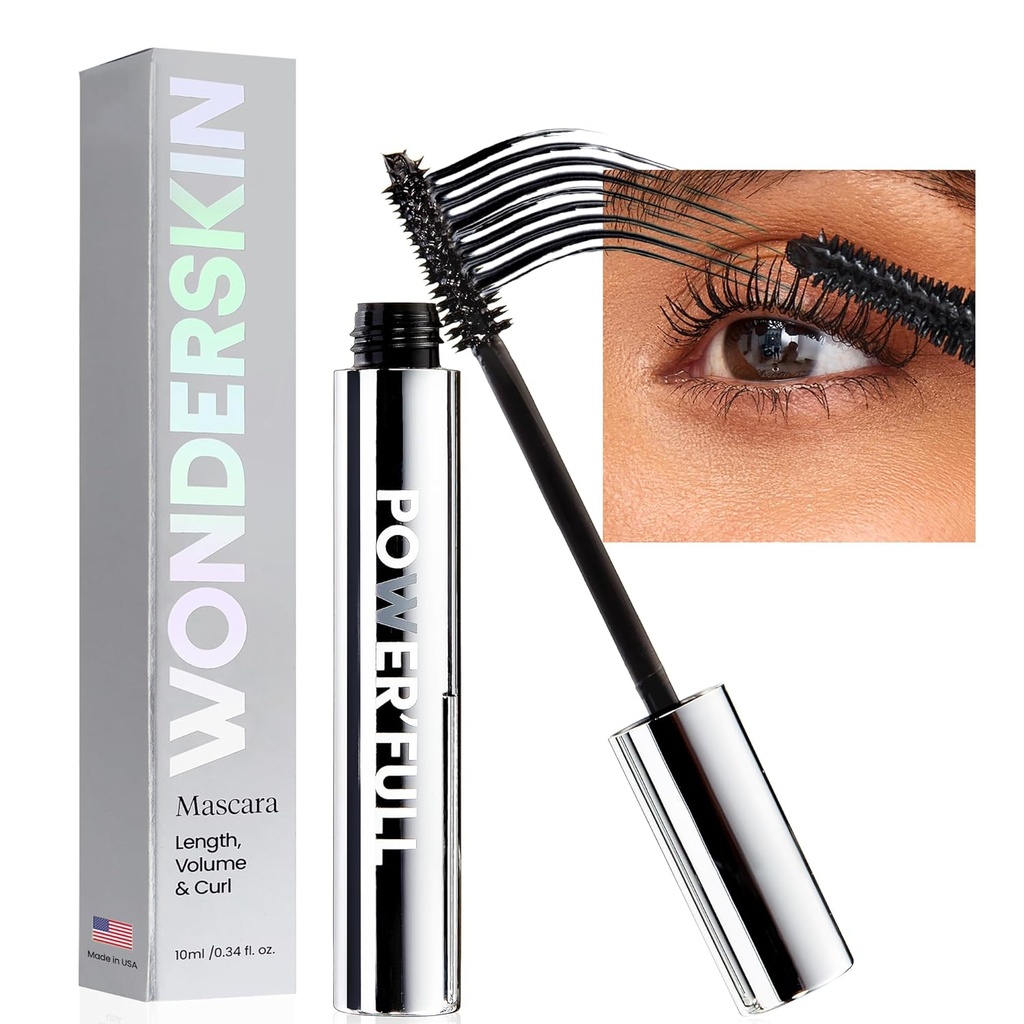 Wonderskin Mascara - Schwarze Mascara für Volumen, Länge und Curl - Verlängerung, Volumizing & Smudge Proof Lash Makeup