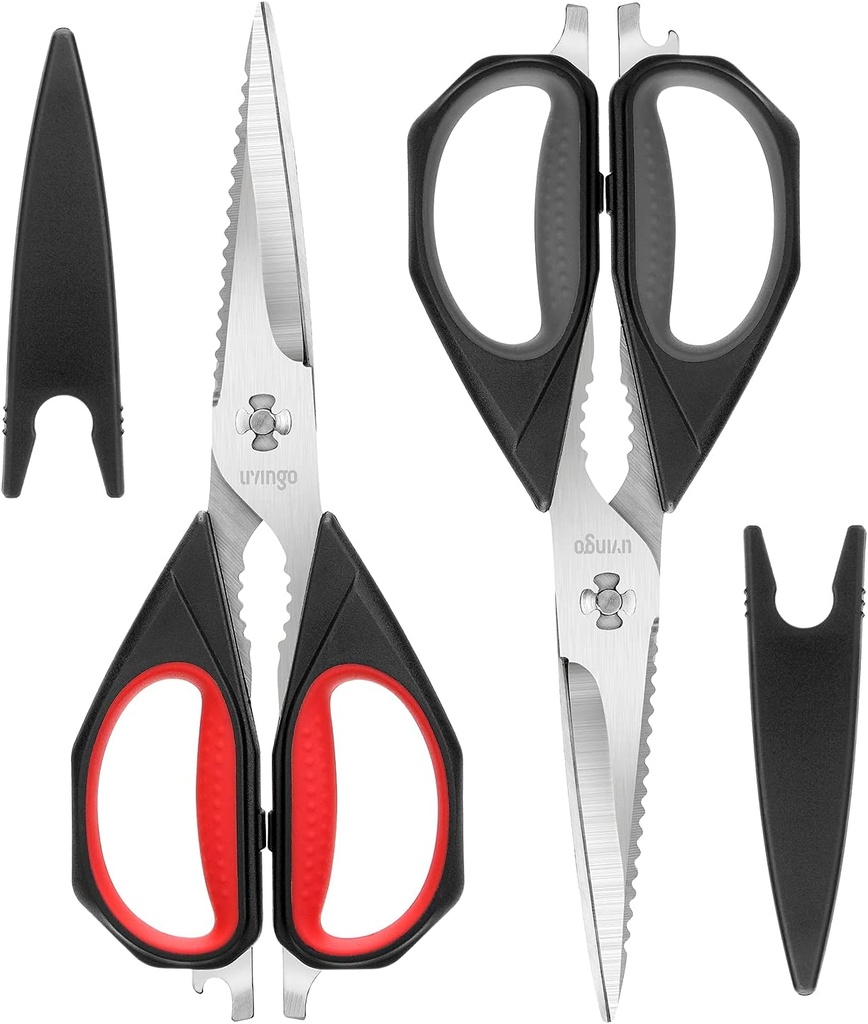 LIVINGO Küchenscheren, 2 Packung 9.25" Utility All Purpose Poultry Shears Heavy Duty Geschirrspüler Safe, Kommen Sie Apart Sharp Edelstahl Kochen Lebensmittel Scheren für Schneiden Fleisch, Huhn, Gemüse, Fisch