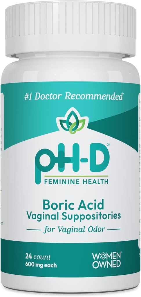 pH-D Feminine Gesundheit - 600 mg Boric Acid Suppositories - Frau Eigentümer - für Vaginal Odor Verwendung - 24 Zähler