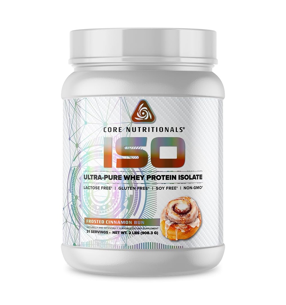 Noyaux nutritionnels Iso Whey Protein Isolat Lactose, gluten et sans soja 100% Microfiltré, pressé à froid $ 25g Protéine $ 2 Pound (Bun cannelle congelée)