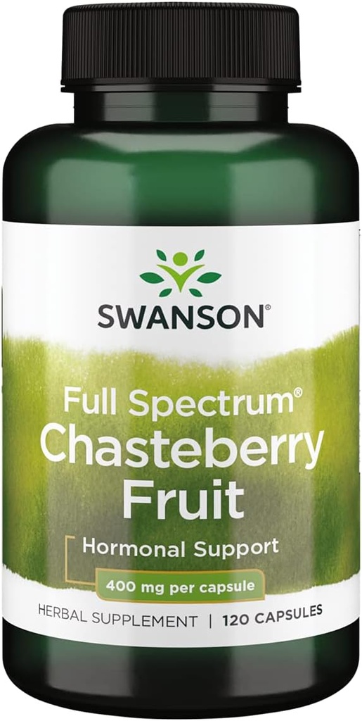 Swanson Chasteberry Fruit - Kräuterergänzung Förderung der Gesundheit von Frauen & Menopausal & Menstrual Support - Kann Unterstützung Balance & Haut Gesundheit - (120 Kapseln, 400mg Jeder)