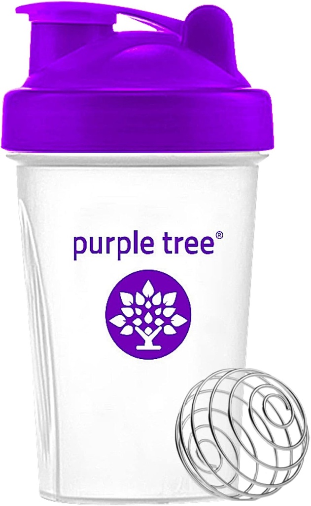 viola albero Protein Shake Bottiglia, Leak Proof Mixer Cup con la sfera di miscelazione in acciaio inossidabile | 20 Oz Shaker Blender per proteine, Hydration & Supplement Mixs