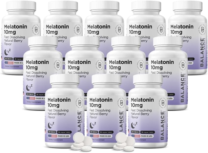 Balancebreens Melatonin 10mg Fast-Dissolve, 120 compresse – Sostegno naturale per le notti riposanti, Supporto per il relax e la tranquillità