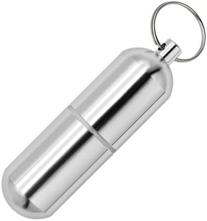 Portable Pill Organizer Small Travel Pill Box Portachiavi Mini Daily Pill Case Container, Impermeabile Metal Pill Holder Medicine Bottiglia per Integratori, Pillole, Vitamine e Farmaci (Large)