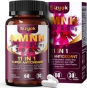 11-in-1 NMNH (dihydronicotinamide mononucléotide), 600mg par portion, supplément NAD+ avec resvératrol, CoQ10 pour soutenir NAD+ Niveaux, Supplément NMNH pour l'anti-âge, Compte 60, 30 jours d'approvisionnement-65