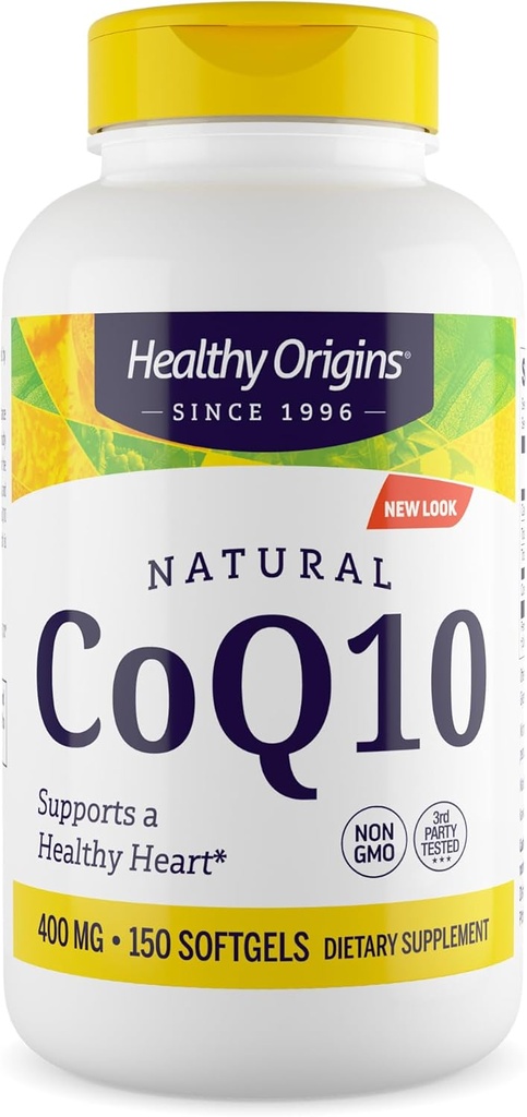 Gesunde Origins® CoQ10 400 mg – Natürliches Trans-Isomeres Ubichinon – Hefe Fermented, unterstützt Herzgesundheit & Zelluläre Energie – Non-GMO 150 Softgels