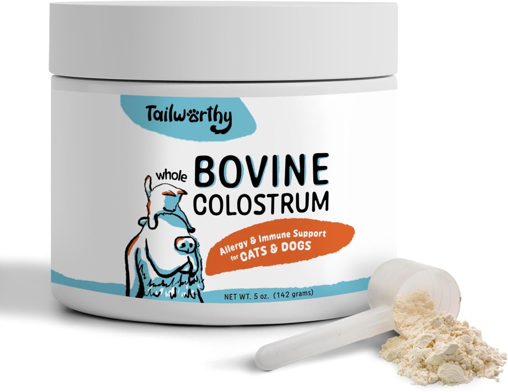 100% Bovine Colostrum für Hunde & Katzen, Allergie und Immununterstützung, 60 Servierungen, Non-GMO, Gluten kostenlos für mehr Energie, Wellness und gesündere Verdauung
