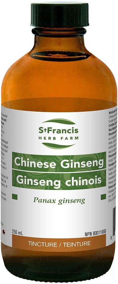 St Francis Herb Farm - Chinese Ginseng (Panax ginseng, racine) Extrait de teinture biologique certifié – traditionnellement utilisé en phytothérapie comme thérapie de soutien pour la promotion de la santé