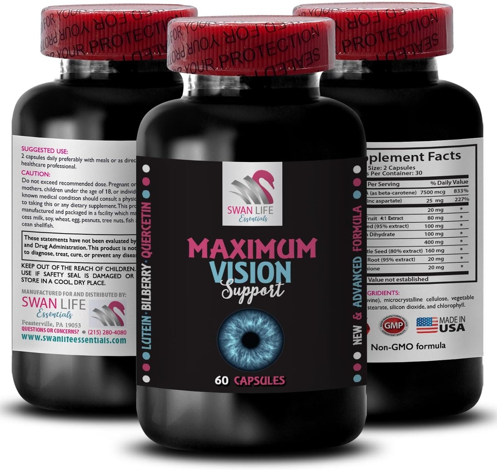 Sharp Wahrnehmung - EYE VISION SUPPLEMENT - Kristallklare Sicht, Augenklarheit, Fokusvorteil, Fokussierte Sicht, Vision Boost, Klare Linse, Helle Szenen, Detailansicht, Sharp details 1 Flasche 60 Kapseln