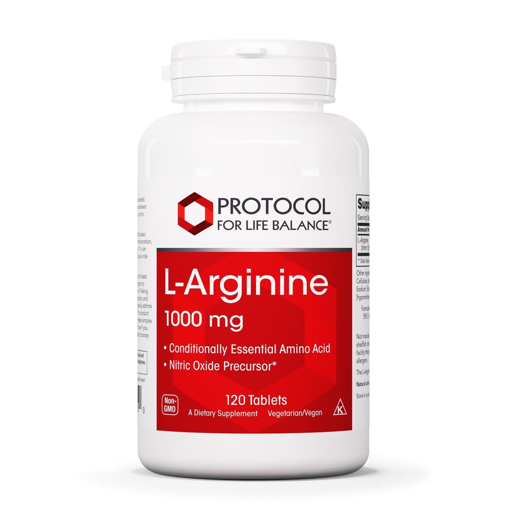 PROTOCOLE POUR LA BALANCE DE LA VIE L-Arginine 1 000 mg - Acides aminés - Détox de l'urée - Protection des protéines - 120 capsules de légumes