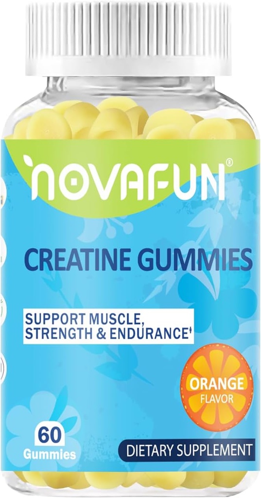 Kreatin Ergänzungen, 1500mg Kreatin Monohydrat für Muskelkraft, Ausdauer, Workout-Performance, Vegetarisch & Glutenfrei, Orange Flavor, 60 Count