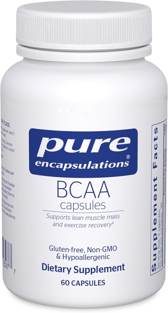 Encapsulations pures Capsules BCAA: Supplément hypoallergénique pour soutenir la fonction musculaire pendant l'exercice*