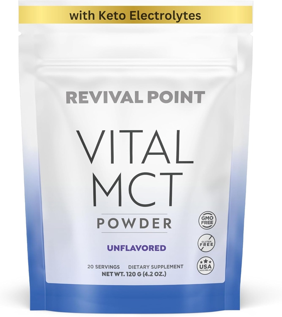 Premium Unflavored MCT Oil Powder with Keto Electrolytes- Creamer for Coffee, Tea, and Shakes- Includes 15x Bioavailable Chromium Picolinate, C10 and C8 MCT Oil Derived from Coconuts – 120 Grams