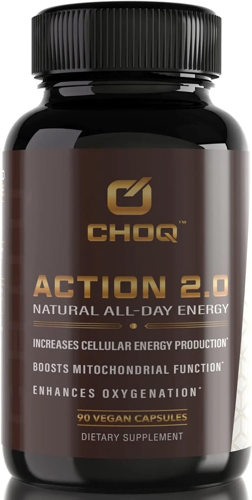 CHOQ Action 2.0 Energy & Circulation Support - Supplément Rhodiola Rosea, Beetroot & B12 - Booster d'oxyde nitrique pour les hommes et les femmes - Focus & Recovery - 90 Capsules