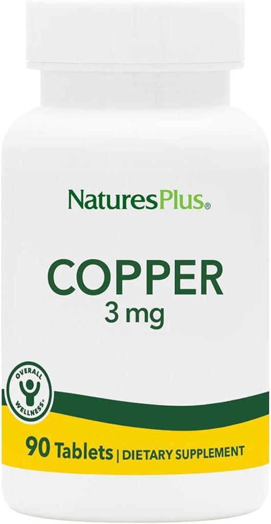 NaturesPlus Kupfer 3 mg - 90 Tabletten - Unterstützt Gesamt Wellness - Glutenfrei - 90 Servierungen