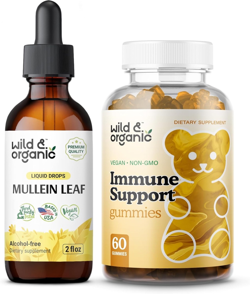Wild & Bio Mullein Tropfen 2 Unzen & Immun Support Gummis