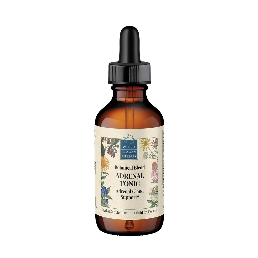 Wise Woman Herbals Adrenal Tonic Liquid Extract, Herbal Adaptogen Blend mit Eleuthero, Ashwagandha & Licorice, unterstützt gesunde Nebennieren Funktion, Energie, Stamina, Stress & Focus, Non-GMO, 2 Fl Oz