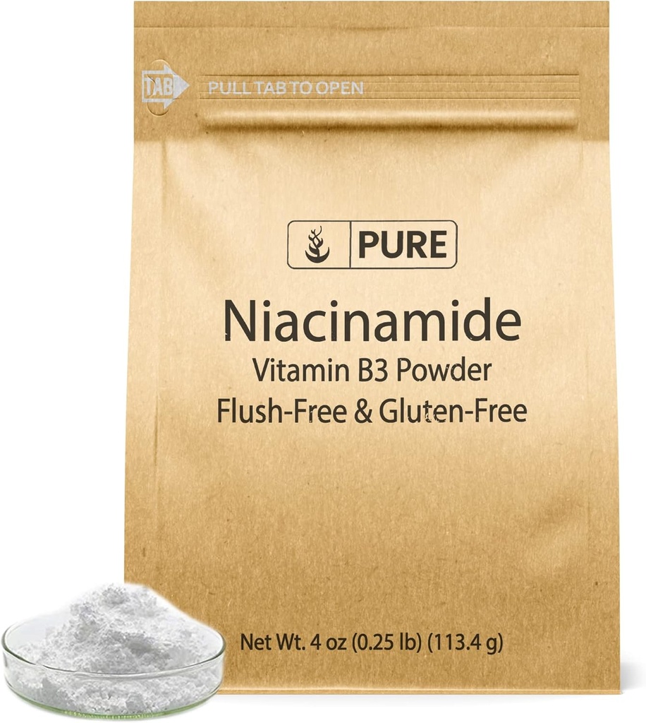 Ingrédients originaux purs Niacinamide 4oz Sans fluide, sans gluten